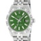 Rolex Mens Stainless Steel 36MM Green Index Pyramid Diamond Datejust Wristwatch