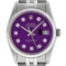 Rolex Mens Stainless Steel Purple Diamond 36MM Datejust Wristwatch