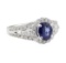 1.95 ctw Sapphire and Diamond Ring - 18KT White Gold