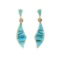Inlaid Turquoise Dangle Earrings - 14KT Yellow Gold