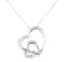 1.00 ctw Diamond Double Heart Pendant with Chain - 14KT & 18KT White Gold