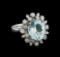 4.3 ctw Aquamarine and Diamond Ring - 14KT White Gold