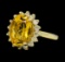 5.50 ctw Citrine Quartz  and Diamond Ring - 14KT Yellow  Gold