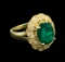 3.38 ctw Emerald and Diamond Ring - 14KT Yellow Gold