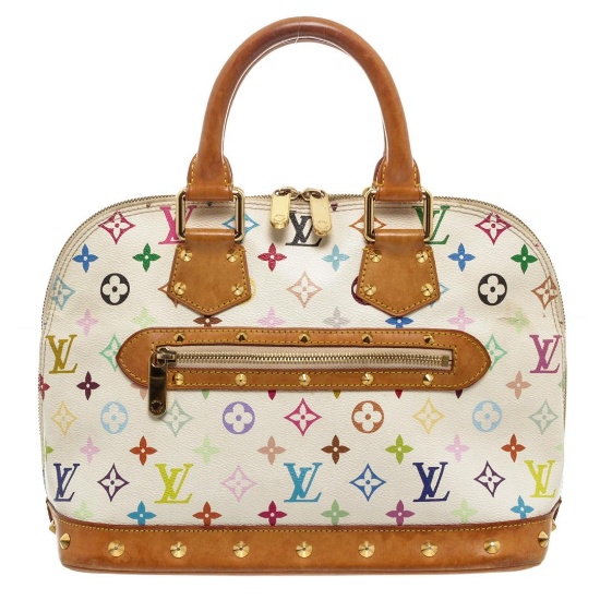 Louis Vuitton White Multicolore Alma MM Satchel Bag