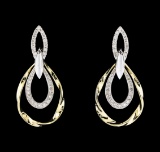 0.67 ctw Diamond Earrings - 14KT Two-Tone Gold