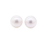 10mm Freshwater Pearl Earrings - 14KT White Gold