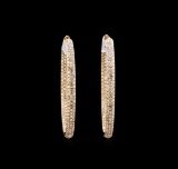 7.45 ctw Diamond Hoop Earrings - 18KT Rose Gold