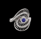 0.27 ctw Sapphire and Diamond Ring - 14KT White Gold