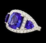 6.10 ctw Tanzanite and Diamond Ring - 14KT White Gold