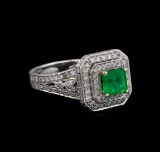 14KT White Gold 0.83 ctw Emerald and Diamond Ring