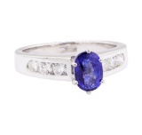 1.23 ctw Sapphire and Diamond Ring - 14KT White Gold