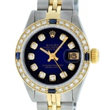 Rolex Ladies 2 Tone Blue Vignette Diamond & Sapphire Datejust Wristwatch