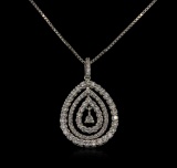 1.07 ctw Diamond Pendant With Chain - 18KT White Gold