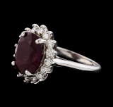 7.28 ctw Ruby and Diamond Ring - 14KT White Gold