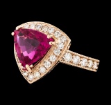 3.61 ctw Tourmaline and Diamond Ring - 14KT Rose Gold