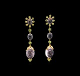 36.43 Morganite, Periodot, and Diamond Earrings - 18KT Rose Gold