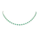 15.42 ctw Emerald and Diamond Necklace - Platinum