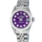 Rolex Ladies Stainless Steel Purple Diamond Quickset Datejust Wristwatch