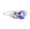 2.87 ctw Sapphire And Diamond Ring - 14KT White Gold