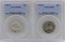 Lot of (2) 1942-D Washington Quarter Coins PCGS MS64