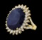 19.72 ctw Sapphire and Diamond Ring - 14KT Yellow Gold