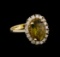 2.80 ctw Turquoise and Diamond Ring - 14KT Yellow Gold