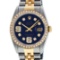 Rolex Mens 2 Tone 14K Blue Diamond 36MM Datejust Wristwatch