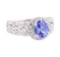 1.91 ctw Sapphire And Diamond Ring - 18KT White Gold