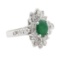 1.67 ctw Emerald and Diamond Ring - 14KT White Gold