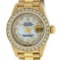 Rolex Ladies 18K Yellow Gold Mother Of Pearl String Diamond President Wristwatch