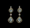3.65 ctw Blue Topaz and Diamond Earrings - 18KT Yellow Gold