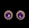 12.00 ctw Amethyst and Diamond Earrings - 14KT Rose Gold