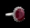 GIA Cert 9.76 ctw Ruby and Diamond Ring - 14KT White Gold
