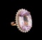 33.17 ctw Kunzite and Diamond Ring - 14KT Rose Gold