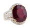 18.60 ctw Ruby and Diamond Ring - 14KT Yellow Gold