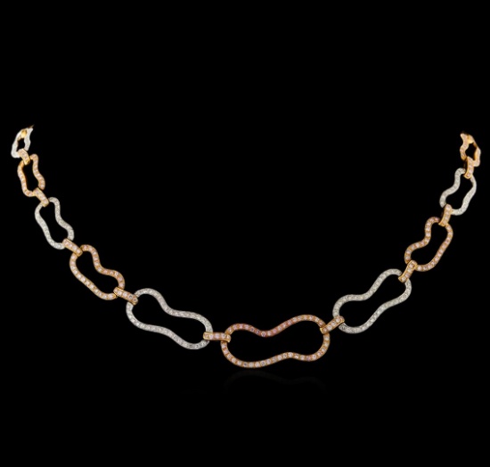 5.64 ctw Diamond Necklace - 18KT Rose and White Gold