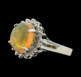 2.58 ctw Opal and Diamond Ring - 14KT White Gold