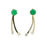 0.76 ctw Emerald and Diamond Earrings - 14KT Yellow Gold