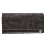 Dunhill Dark Brown Canvas Leather Bifold Long Wallet