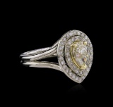 1.50 ctw Light Yellow Diamond Ring - 14KT Two-Tone Gold