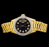 Rolex 18KT Gold President Diamond DateJust Ladies Watch