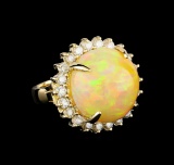 19.85 ctw Opal and Diamond Ring - 14KT Yellow Gold