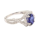 1.36 ctw Sapphire and Diamond Ring - 18KT White Gold