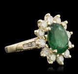 14KT Yellow Gold 3.52 ctw Emerald and Diamond Ring
