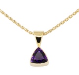 1.50 ctw Amethyst Solitaire Pendant with Chain - 14KT Yellow Gold