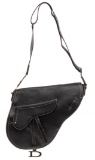 Christian Dior Black Leather Large Saddle Bag Crossbody
