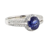 1.91 ctw Blue Sapphire and Diamond Ring - 18KT White Gold