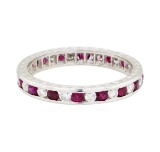 0.50 ctw Diamond and Ruby Eternity Ring - 14KT White Gold