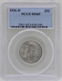 1936-D Washington Silver Quarter Coin PCGS MS65